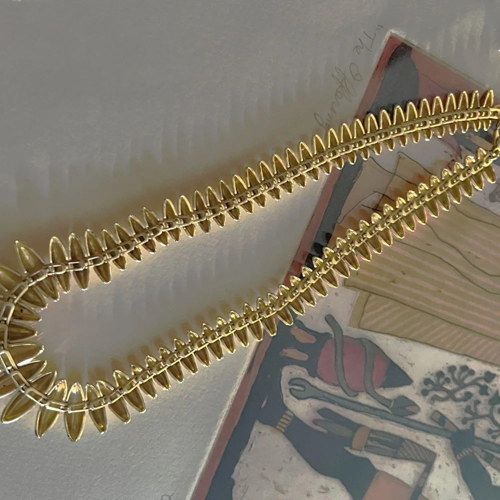 Domed Navette Contour Choker Necklace w/a Polished Finish - Picture 4 of 6